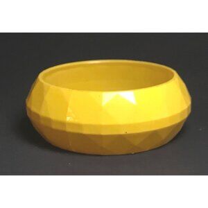 Vintage 1980s Chunky Faceted Yellow Lucite Bangle Bracelet Opaque